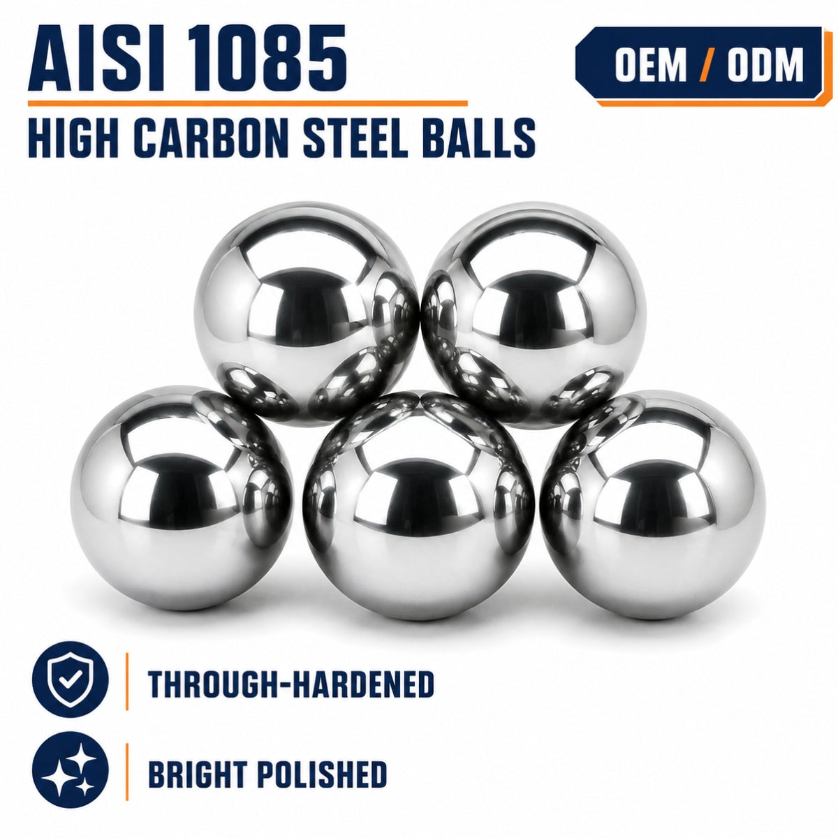 BaseGlobal AISI 1085 Through-Hardened High Carbon Steel Balls | High Wear Resistance & Load Capacity Precision Bearings & Hardware