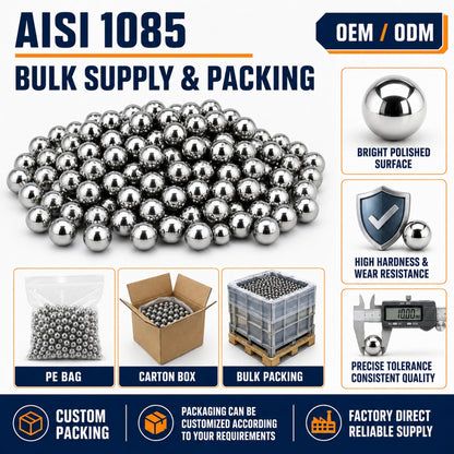 BaseGlobal AISI 1085 Through-Hardened High Carbon Steel Balls | High Wear Resistance & Load Capacity Precision Bearings & Hardware
