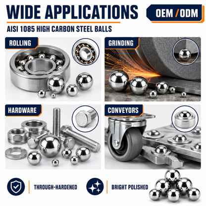 BaseGlobal AISI 1085 Through-Hardened High Carbon Steel Balls | High Wear Resistance & Load Capacity Precision Bearings & Hardware