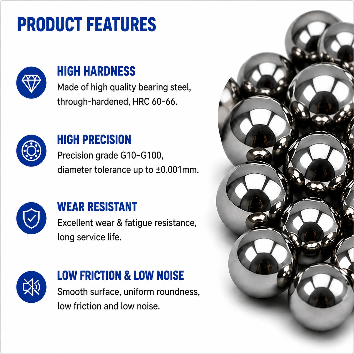 BaseGlobal AISI 52100 Chrome Steel Balls | High-Precision 100Cr6 GCr15 Bearing Balls Manufacturer & Supplier