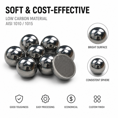 BaseGlobal Soft Unhardened Low Carbon Steel Balls | Weldable AISI 1010/1015 Steel Balls for Fabrication & Decorative Metalwork