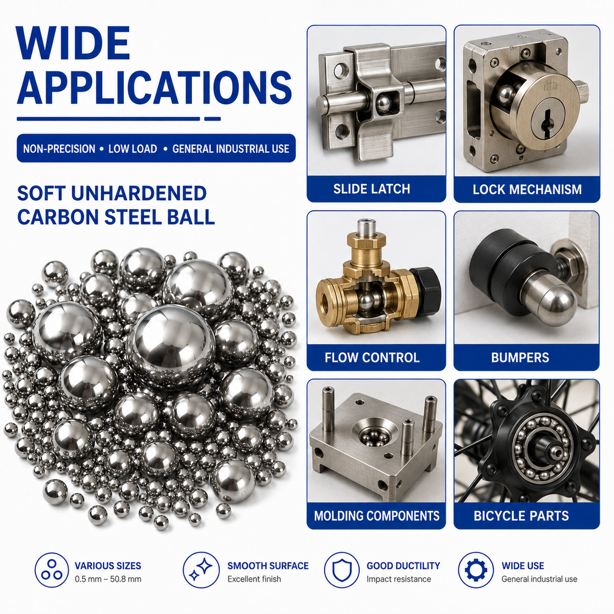 BaseGlobal Soft Unhardened Low Carbon Steel Balls | Weldable AISI 1010/1015 Steel Balls for Fabrication & Decorative Metalwork