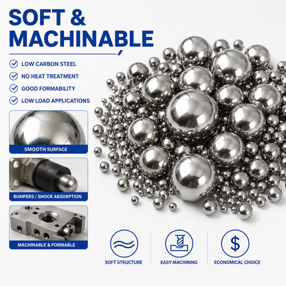 BaseGlobal Soft Unhardened Low Carbon Steel Balls | Weldable AISI 1010/1015 Steel Balls for Fabrication & Decorative Metalwork
